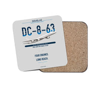 Thumbnail for Douglas DC-8-63 design on light gray 1 piece coaster