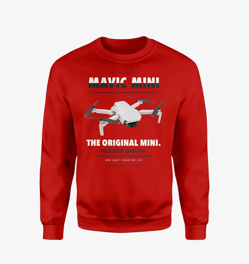 DJI Mavic Mini design on red sweatshirt