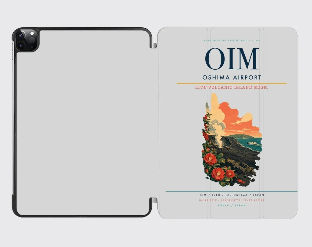 Oshima Airport (OIM) design on light gray ipad tablet case