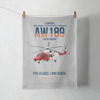 Thumbnail for Leonardo AW189 design on light gray towel