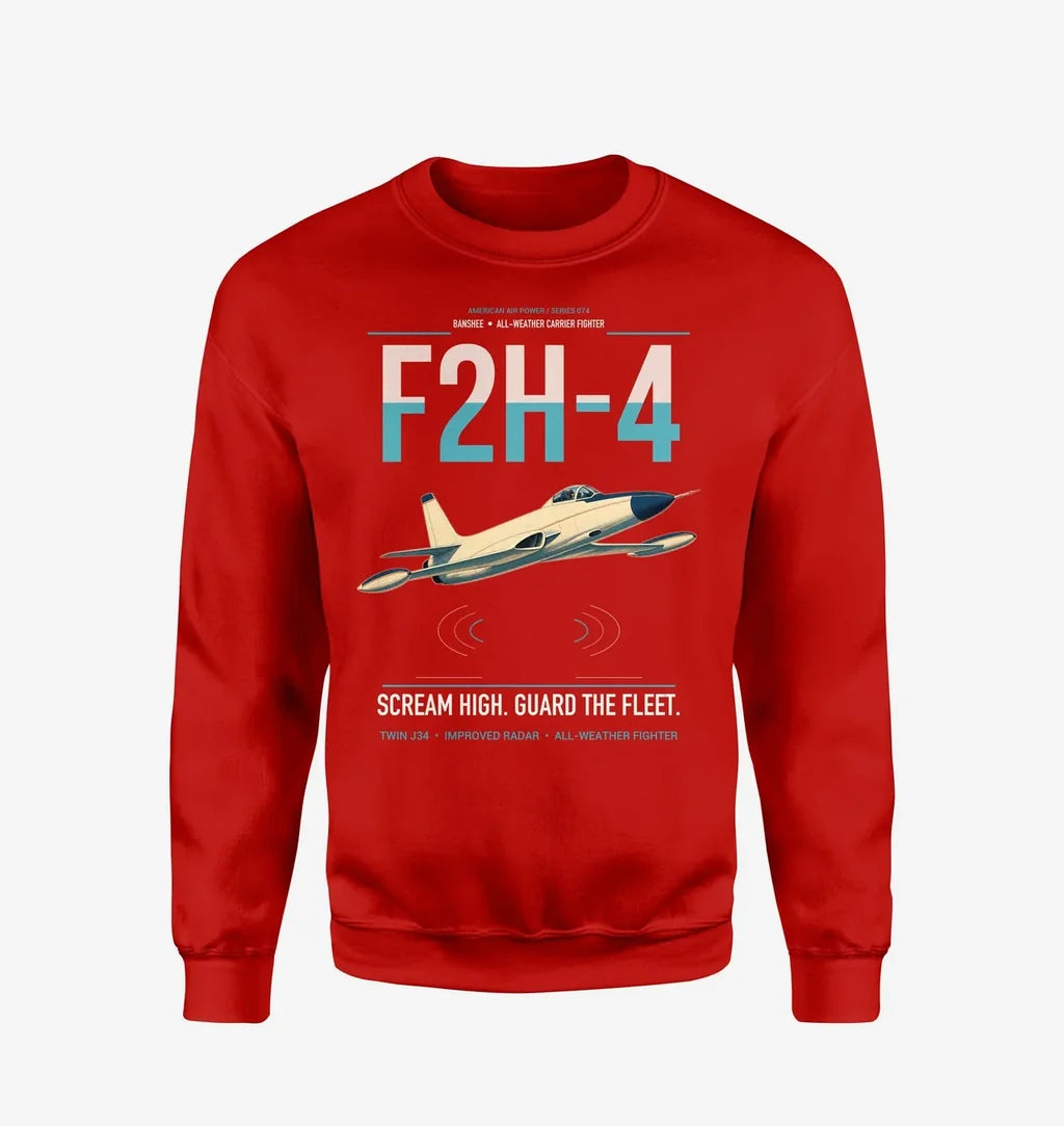 F2H-4 Banshee design on red sweatshirt