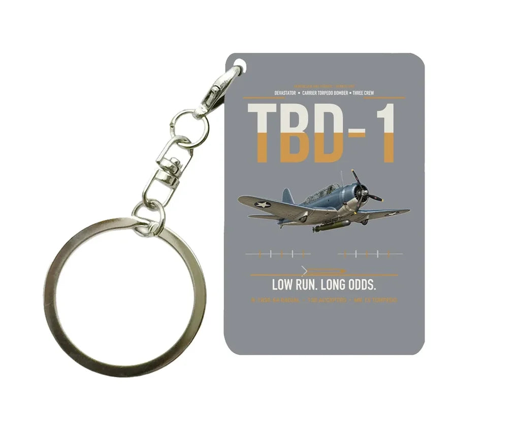 TBD-1 Devastator design on gray designed key chain, double-side print