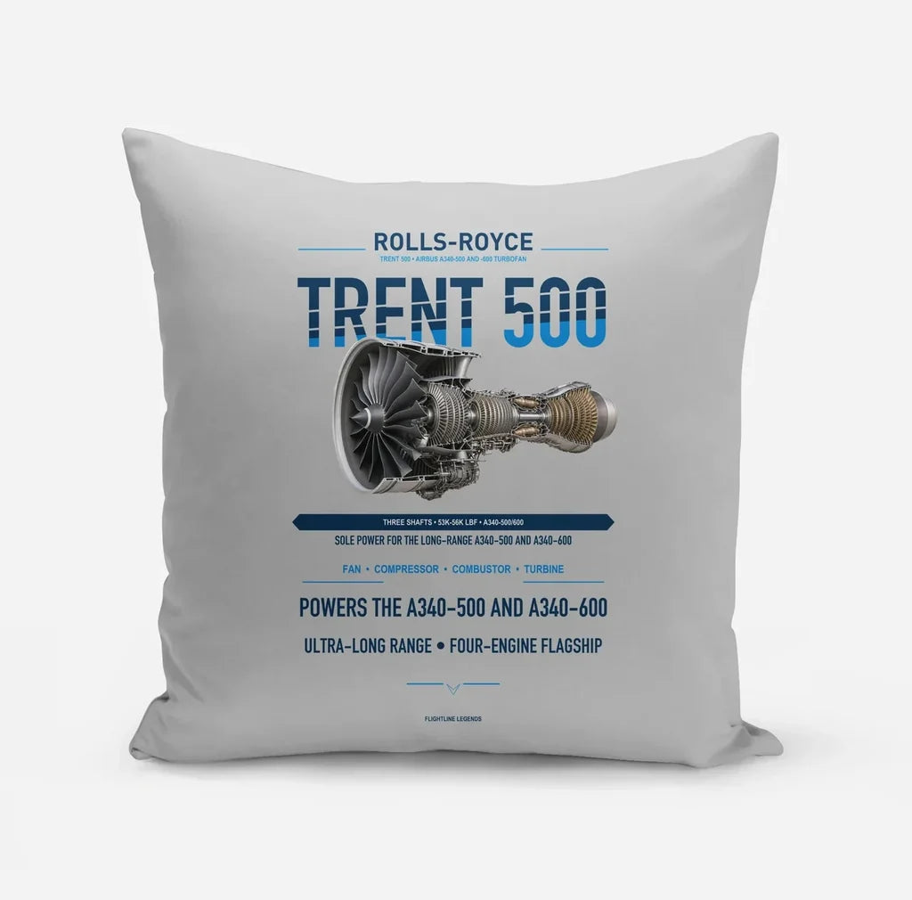 TRENT 500 design on light gray pillow
