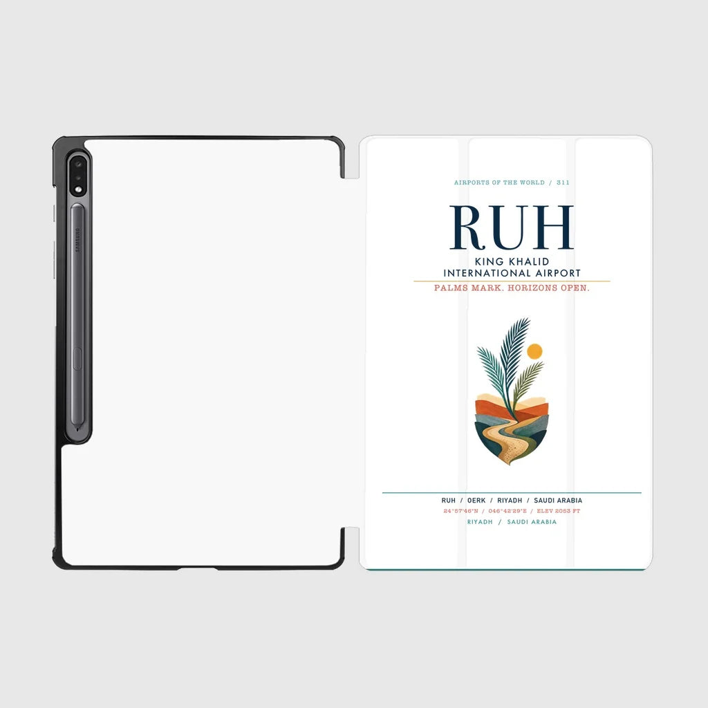 King Khalid International Airport (RUH) design on white samsung tablet tablet case