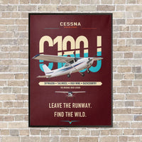 Thumbnail for Cessna 180J Skywagon vertical canvas print - framed - dark red background