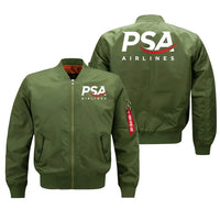 Thumbnail for PSA Airlines aviation design embroidered on green bomber jacket