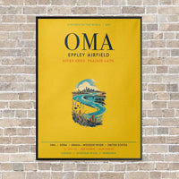 Thumbnail for Omaha Eppley Airfield OMA vertical canvas print - framed - yellow background