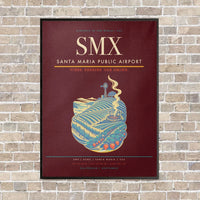 Thumbnail for Santa Maria Public Airport SMX vertical canvas print - framed - dark red background