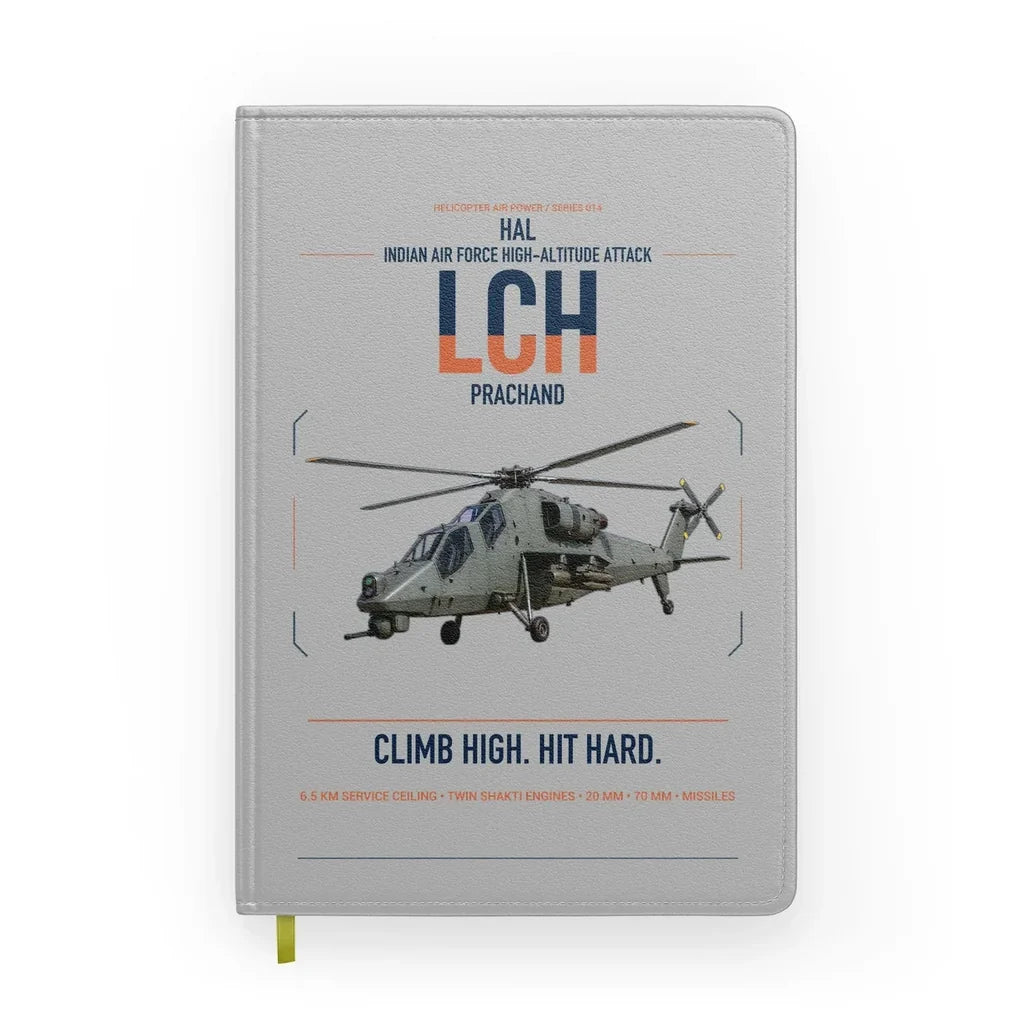 HAL LCH Prachand design on light gray notebook
