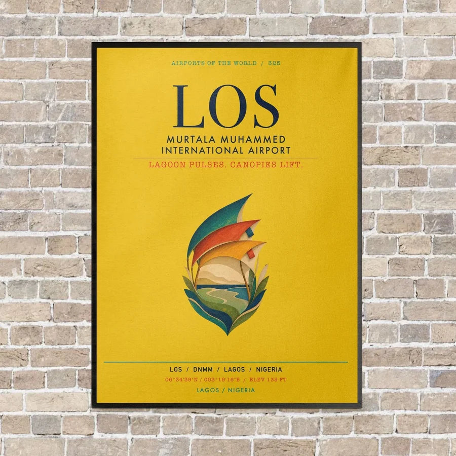 Murtala Muhammed International Airport LOS vertical canvas print - framed - yellow background