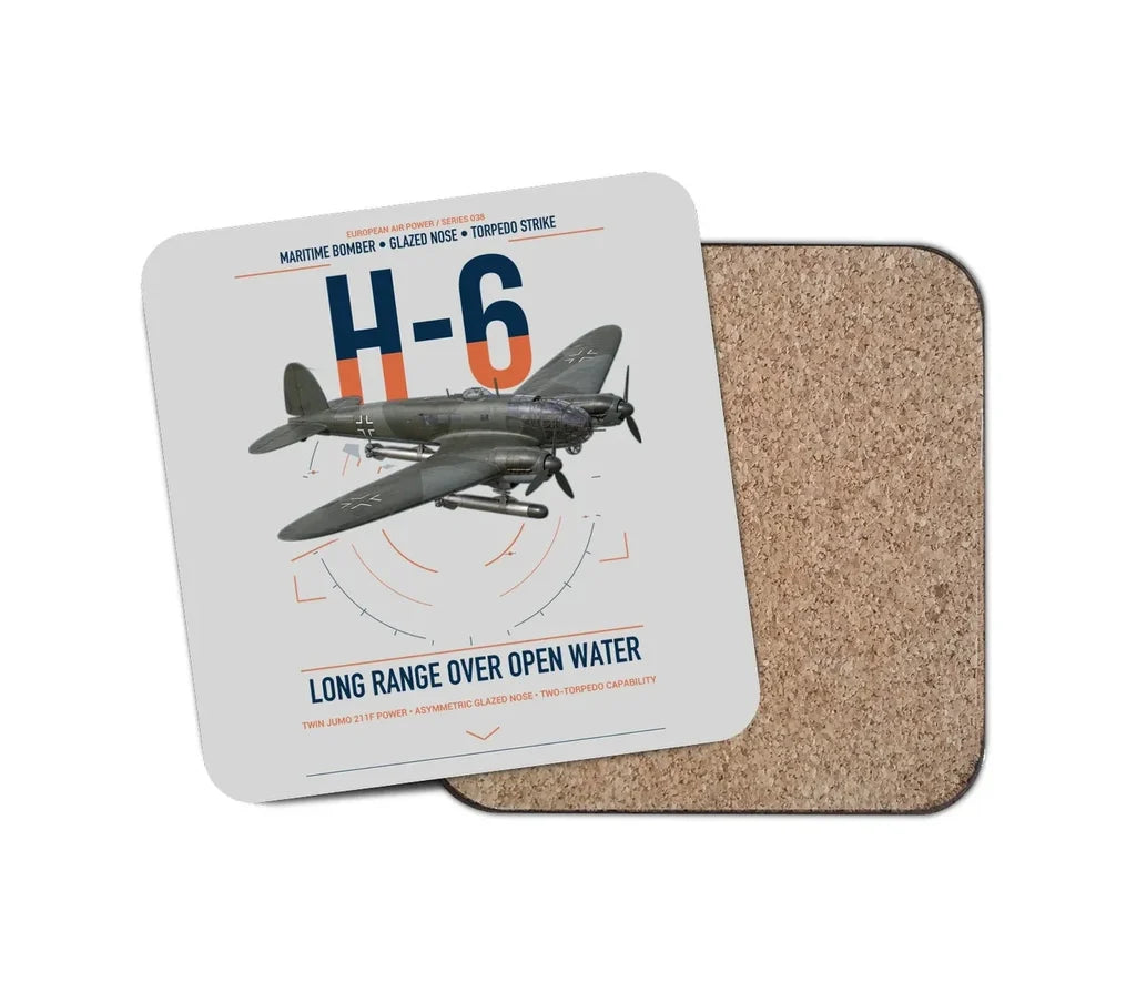 Heinkel He 111H-6 design on light gray 1 piece coaster