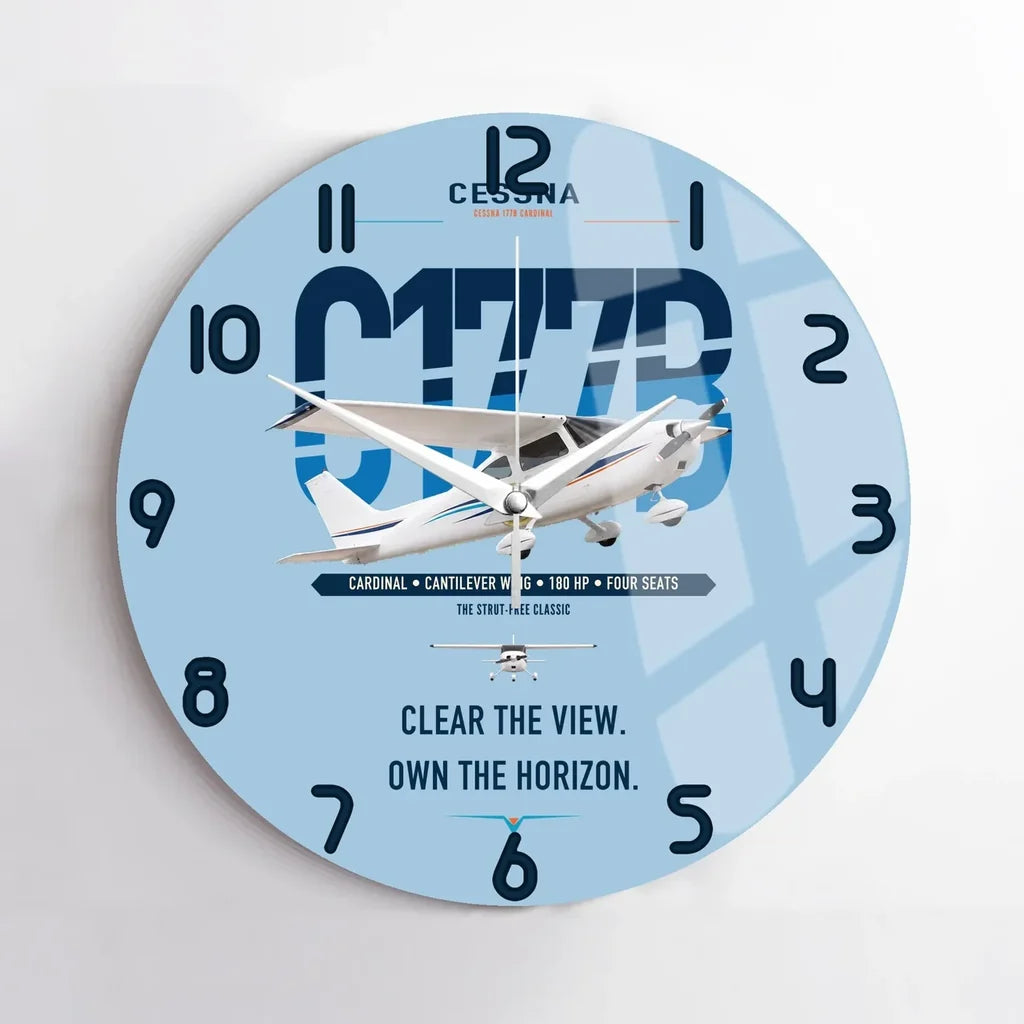 Cessna 177B Cardinal design on light blue no frame wall clock