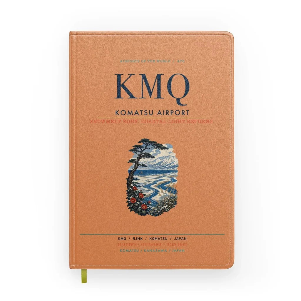Komatsu Airport (KMQ) design on orange notebook