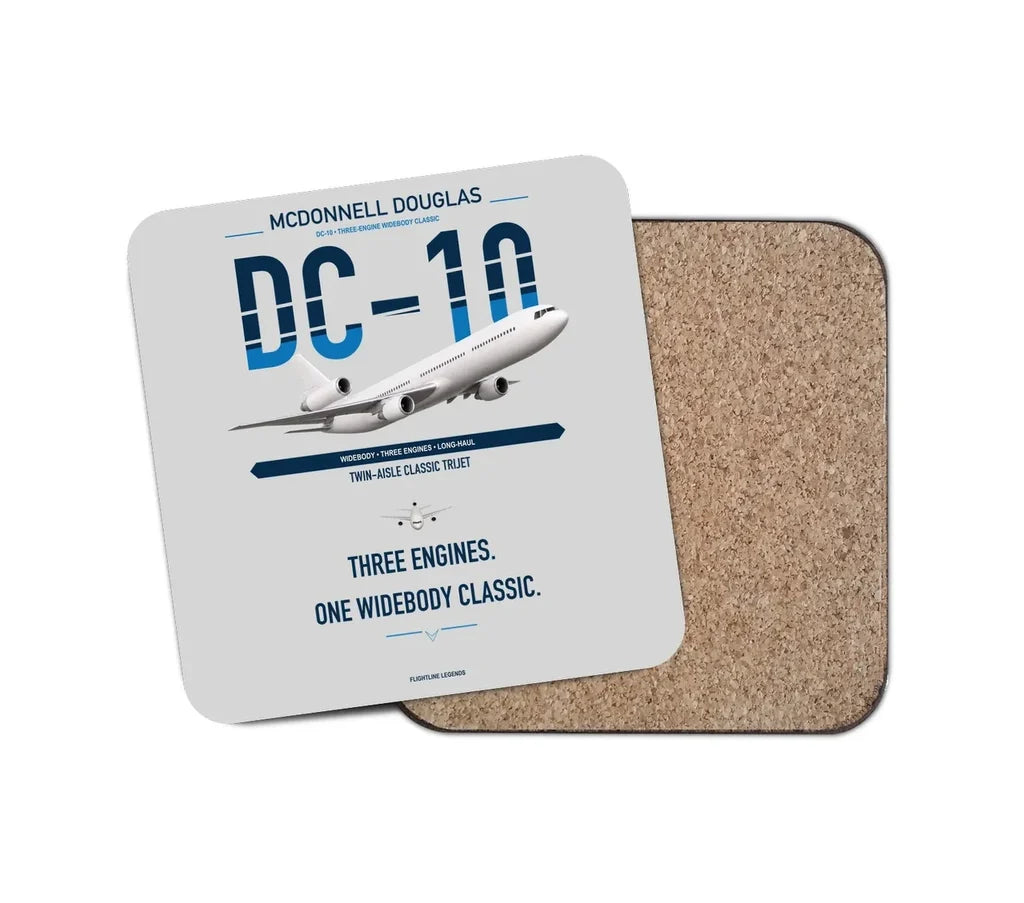 McDonnell Douglas DC-10 design on light gray 1 piece coaster