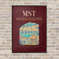 Thumbnail for Maastricht Aachen Airport MST vertical canvas print - framed - dark red background