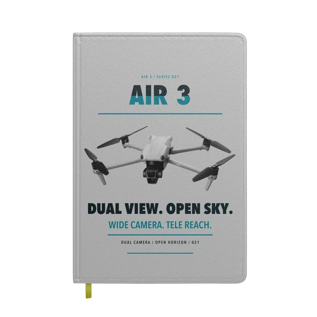 DJI Air 3 design on light gray notebook