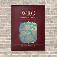Thumbnail for Wrangell Airport WRG vertical canvas print - framed - dark red background
