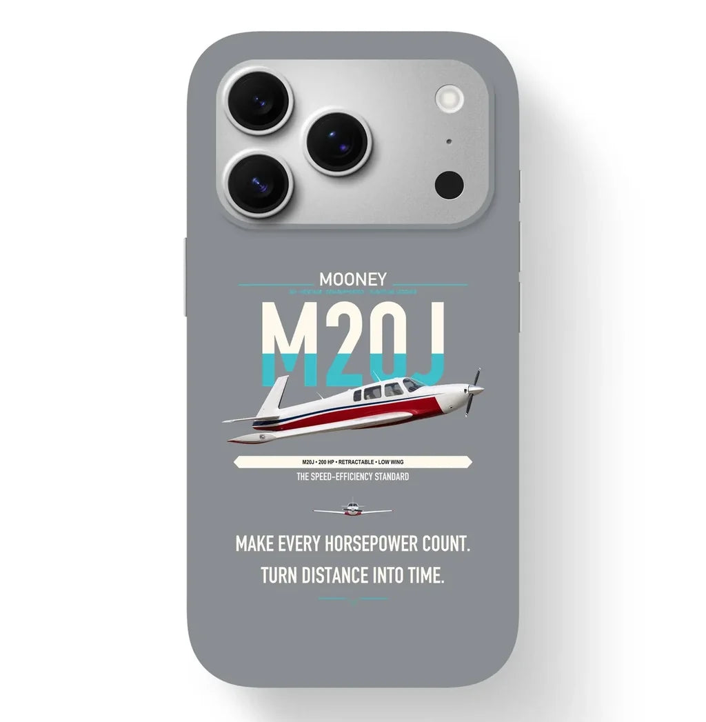Mooney M20J 201 design on gray magsafe iphone case, for iPhone 17 Pro