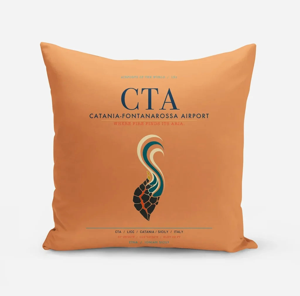 Catania-Fontanarossa Airport (CTA) design on orange pillow