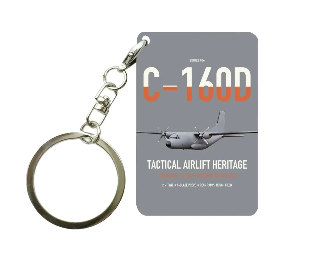 Transall C-160D design on gray designed key chain, double-side print