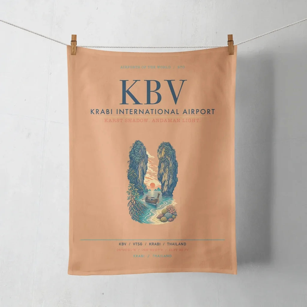 Krabi International Airport (KBV) design on orange towel