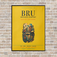 Thumbnail for Brussels Airport BRU vertical canvas print - framed - yellow background