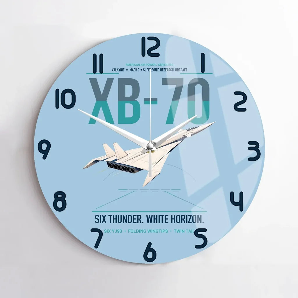 XB-70A Valkyrie design on light blue no frame wall clock