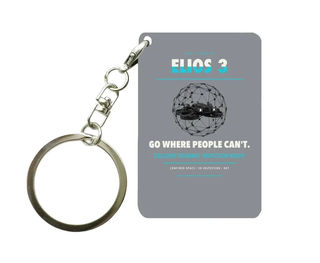 Flyability Elios 3 Key Chain design on gray key chain