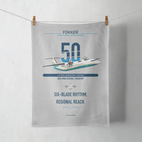 Thumbnail for Fokker 50 design on light gray towel