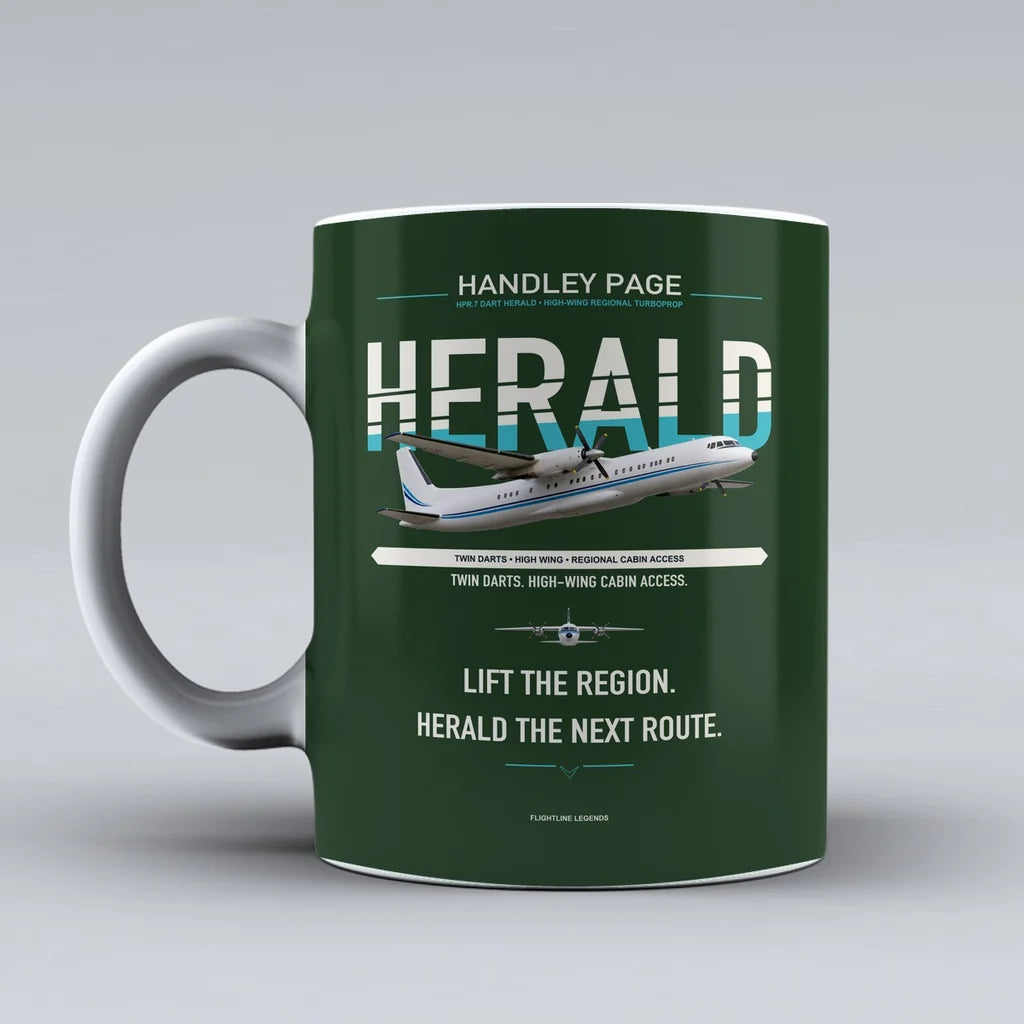 Page HPR.7 Dart Herald Mug design on dark green handley