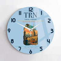 Thumbnail for Turin Airport (TRN) design on light blue no frame wall clock