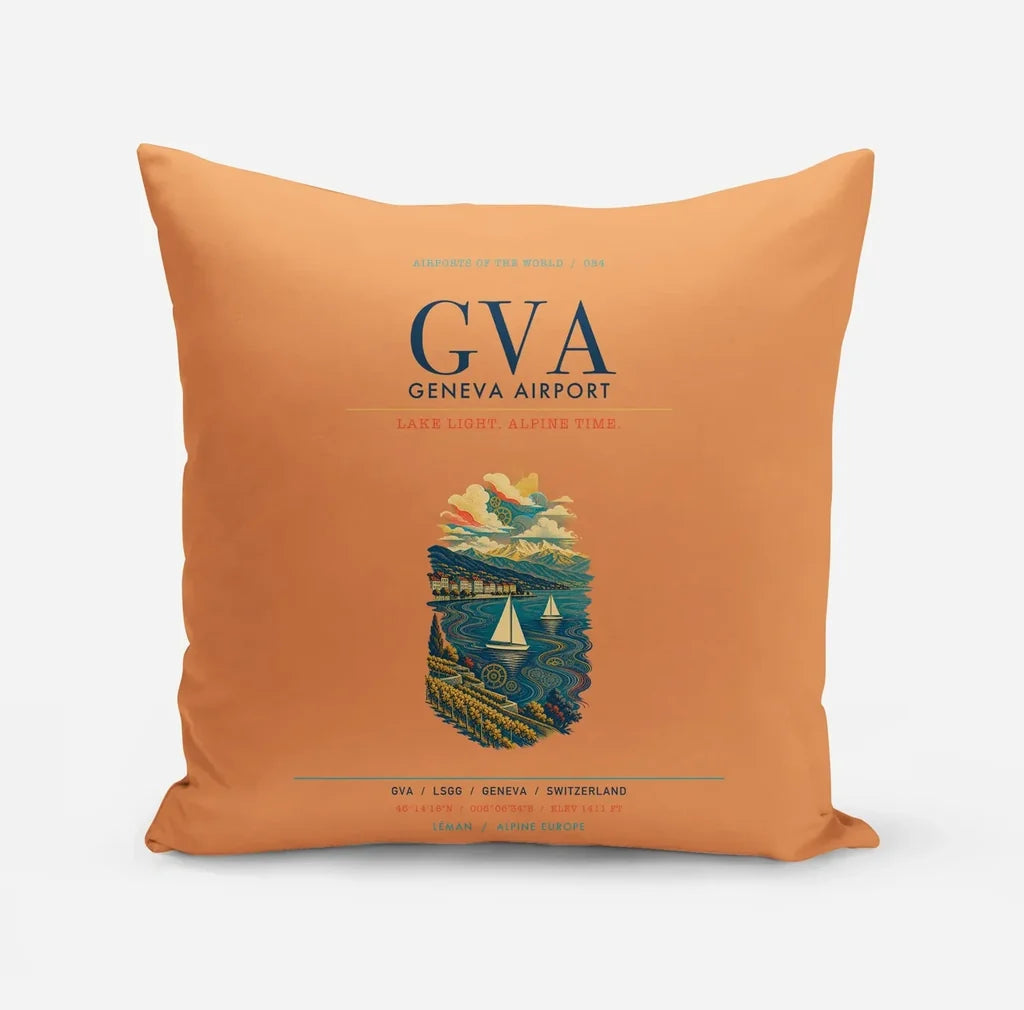Geneva Airport (GVA) design on orange pillow