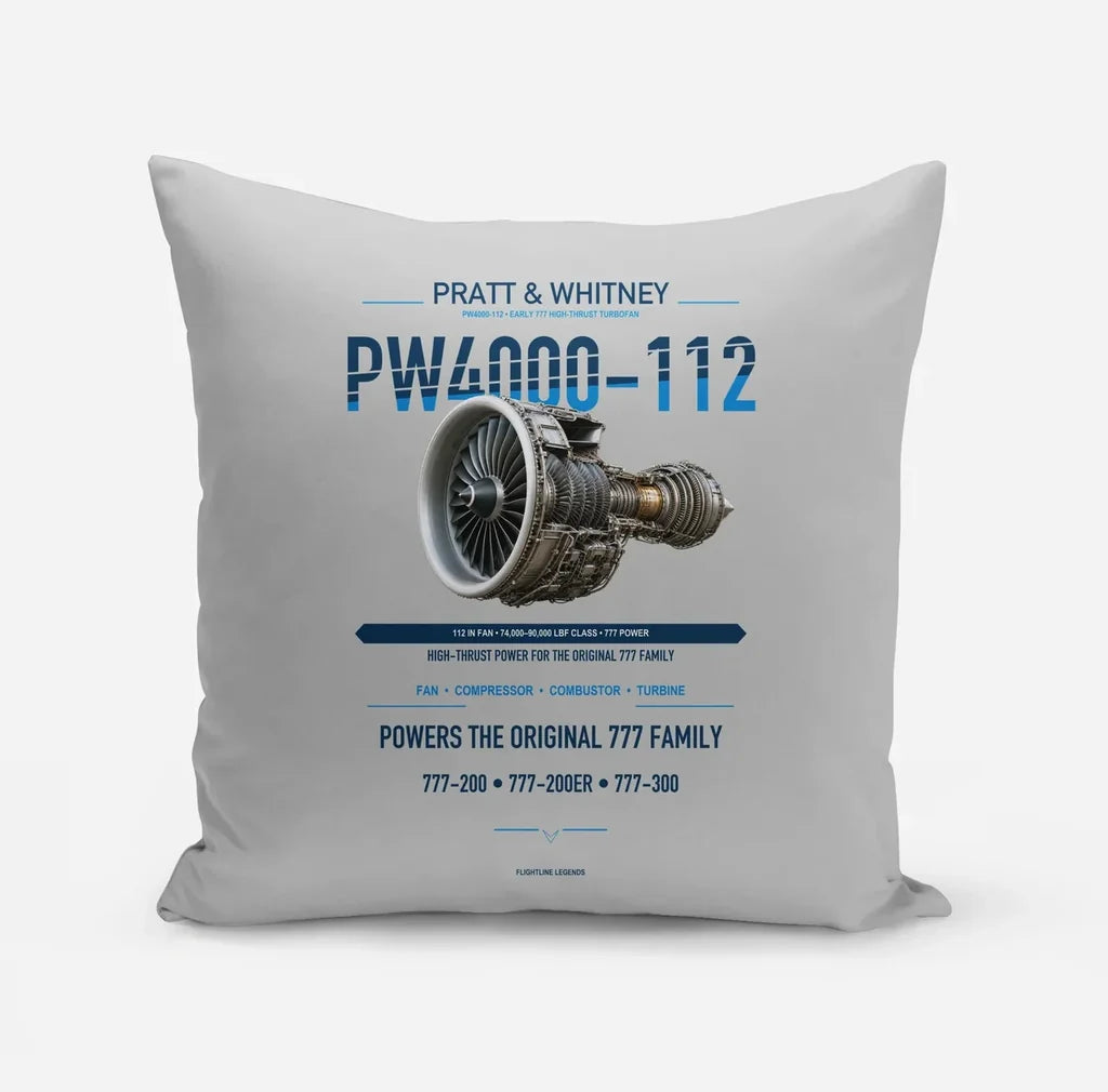 PW4000-112 design on light gray pillow