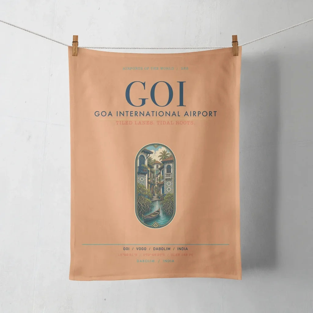 Goa International Airport Dabolim (GOI) design on orange towel