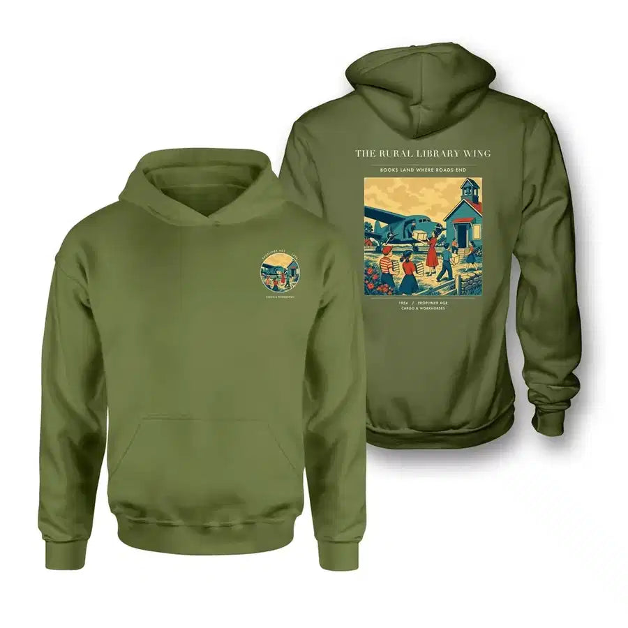 VINTAGE G4392 - The Rural Library Wing - Double-Side Hoodie design on greenarmy double side