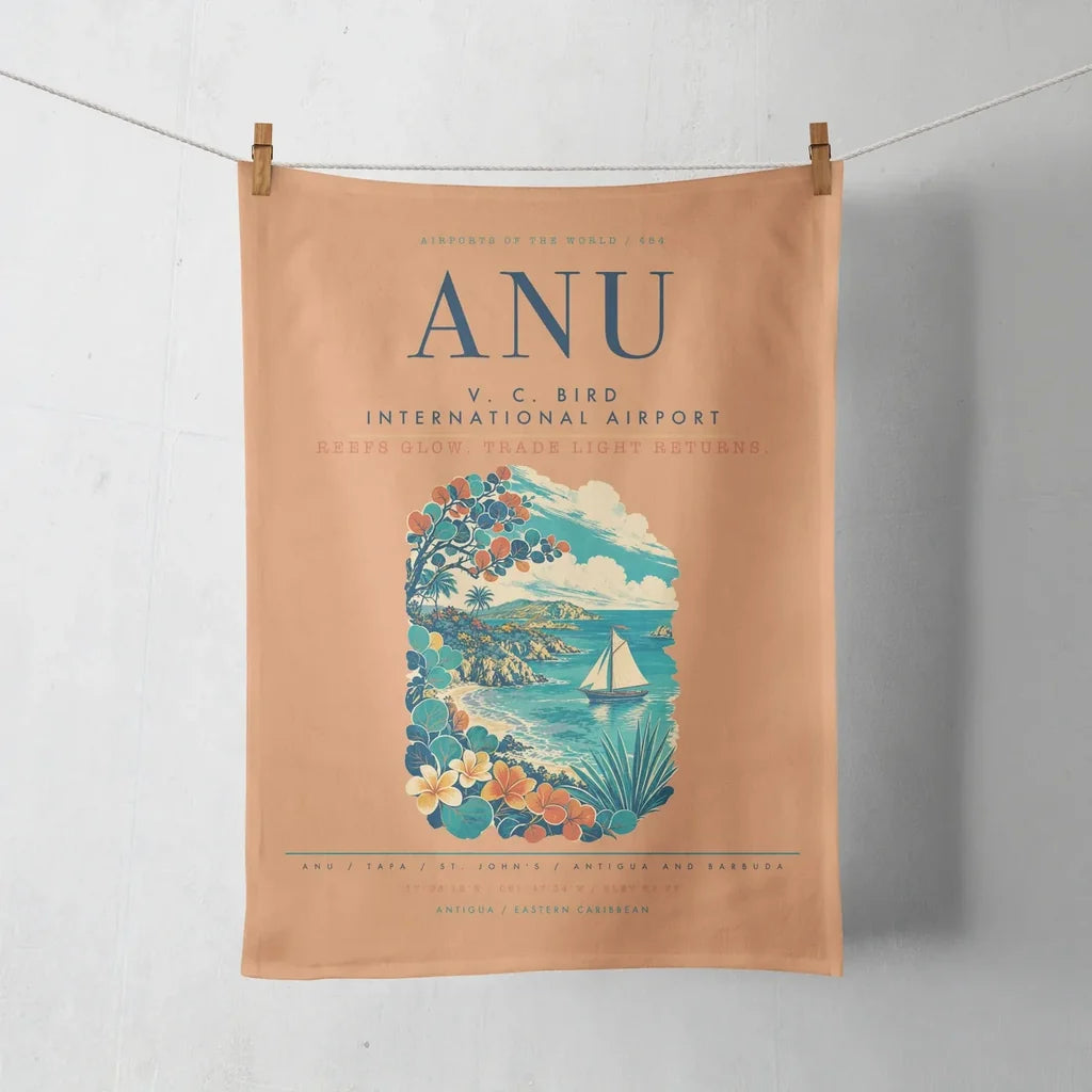 V. C. Bird International Airport (ANU) design on orange towel