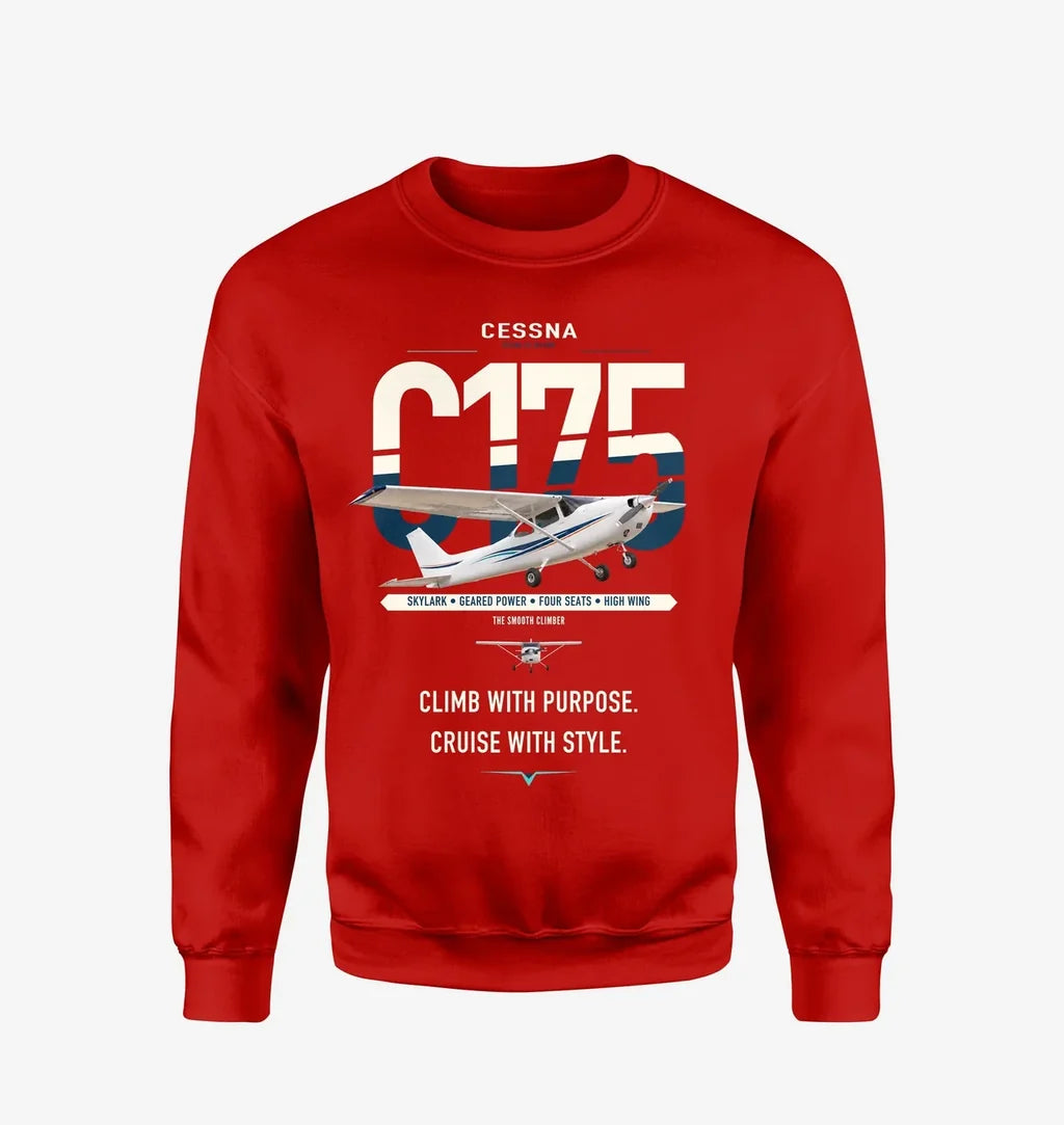Cessna 175 Skylark design on red sweatshirt