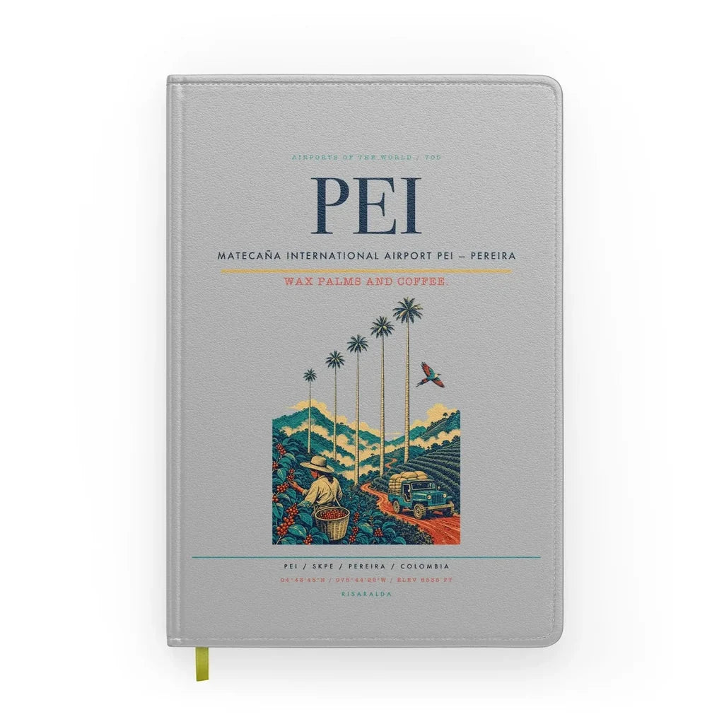 Matecaña International Airport (PEI) design on light gray notebook