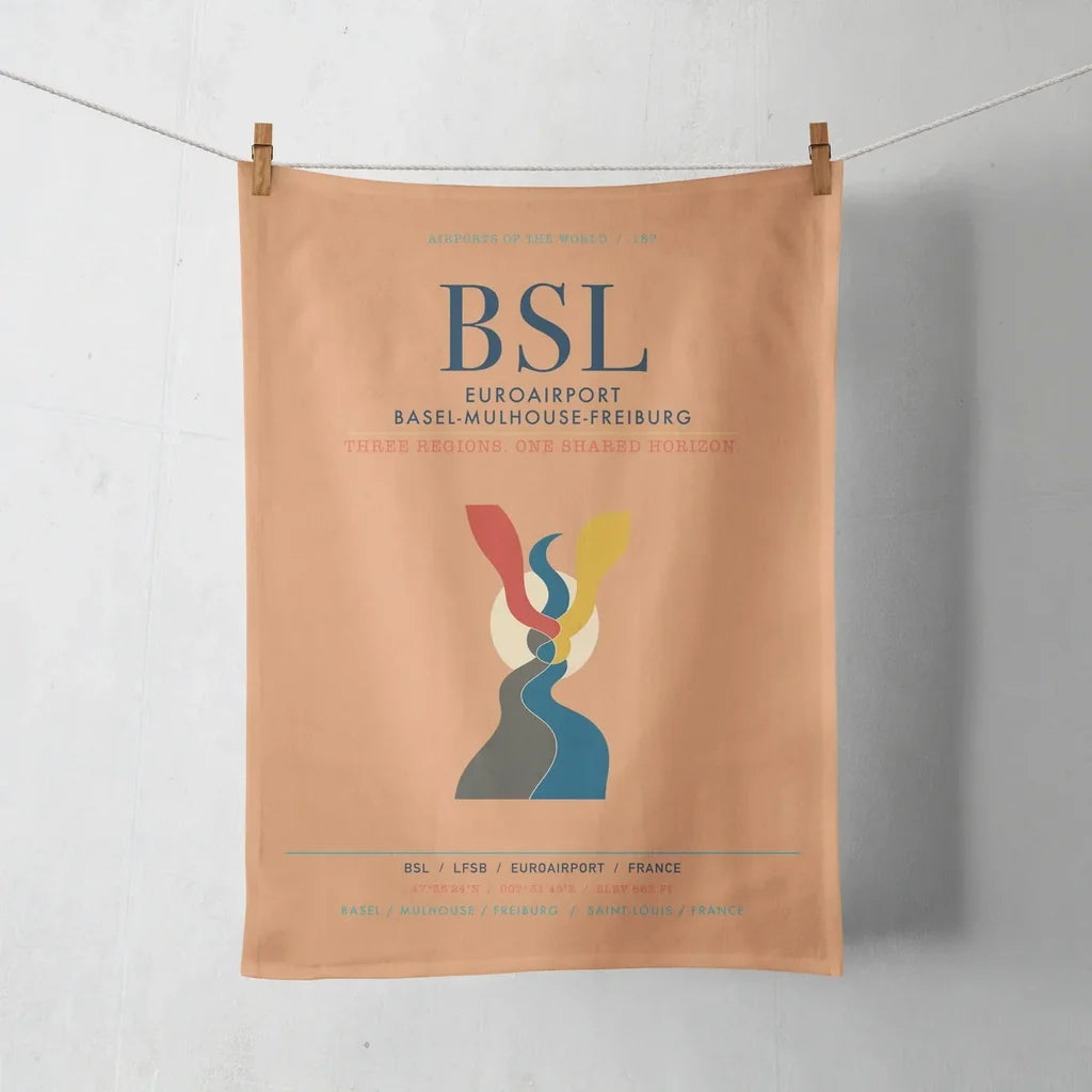 EuroAirport Basel-Mulhouse-Freiburg (BSL) design on orange towel