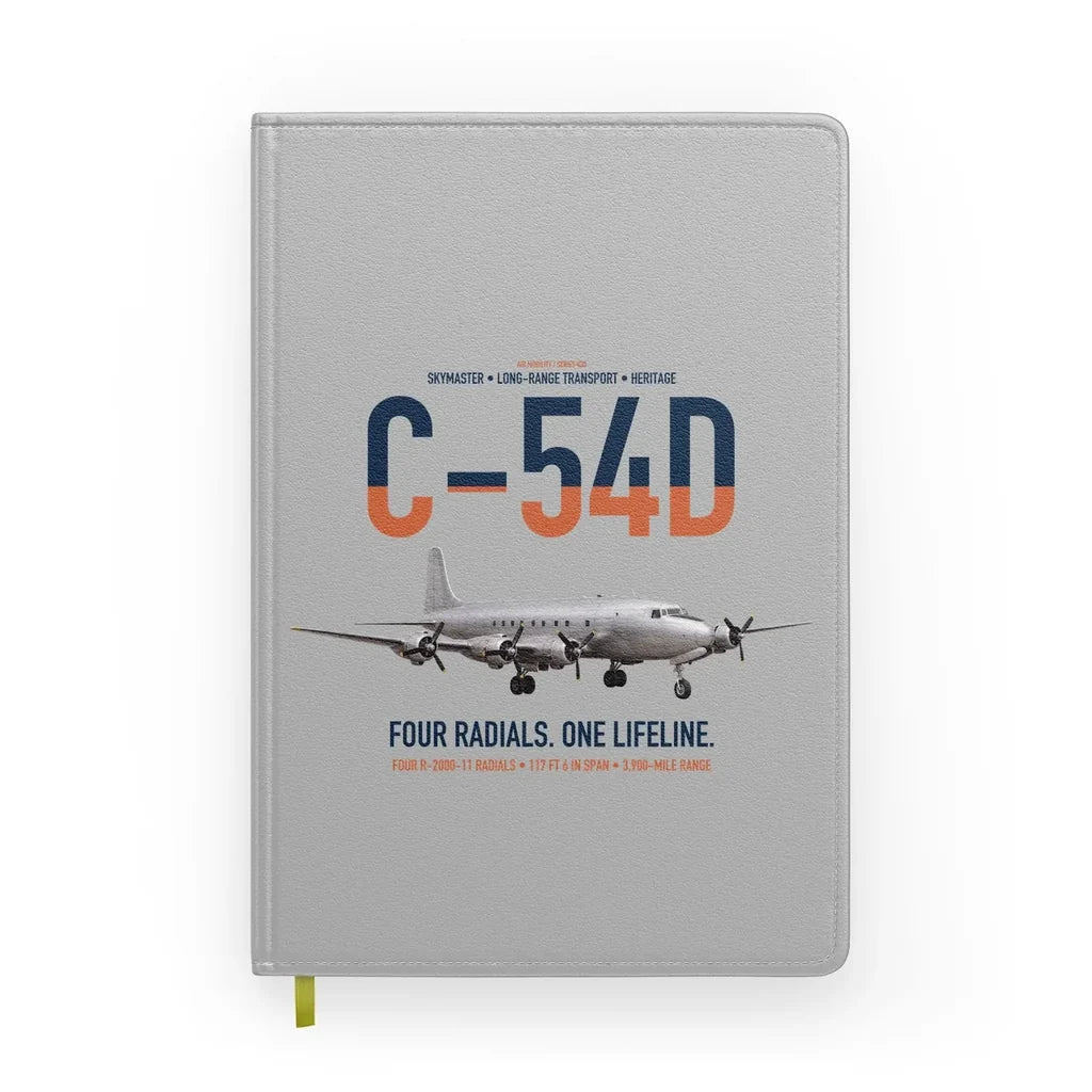 C-54D Skymaster design on light gray notebook