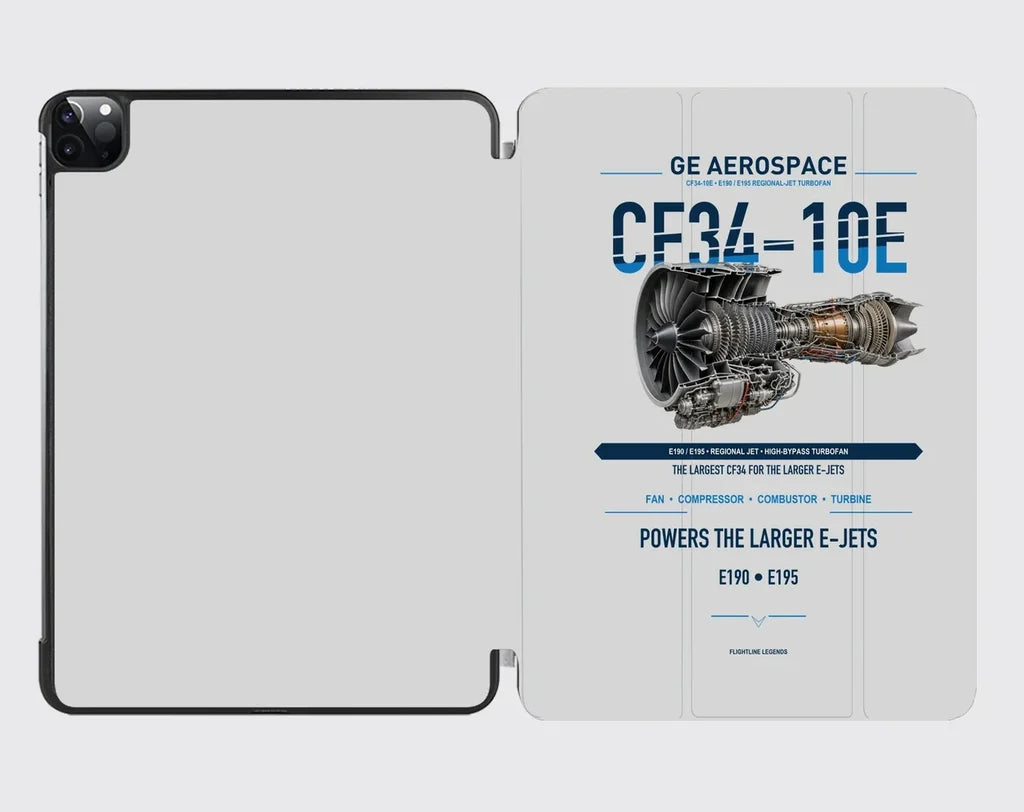 CF34-10E design on light gray ipad tablet case
