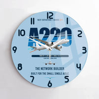 Thumbnail for Airbus A220-300 design on light blue no frame wall clock