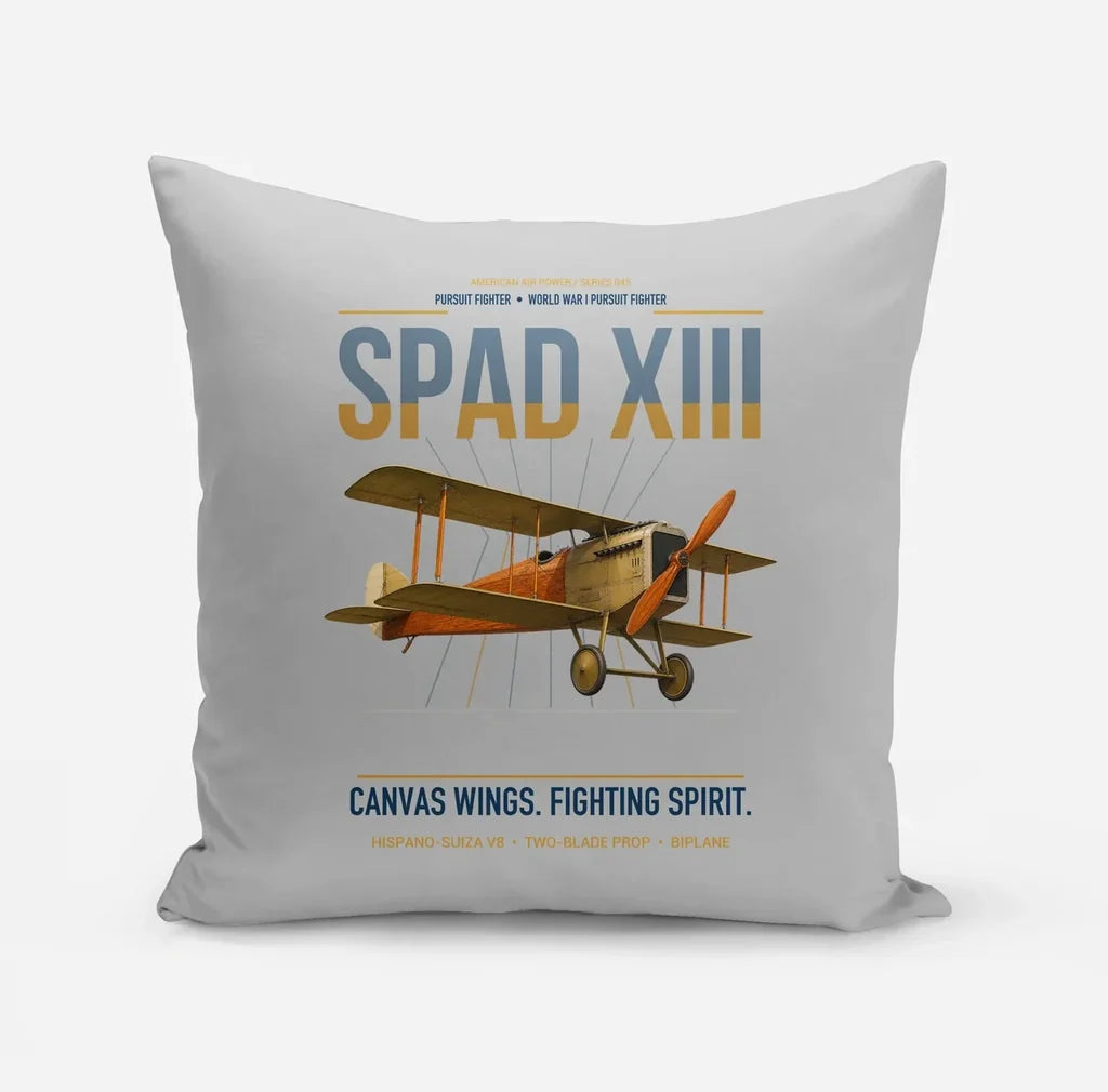 SPAD XIII design on light gray pillow