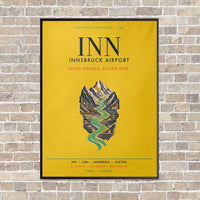 Thumbnail for Innsbruck Airport INN vertical canvas print - framed - yellow background
