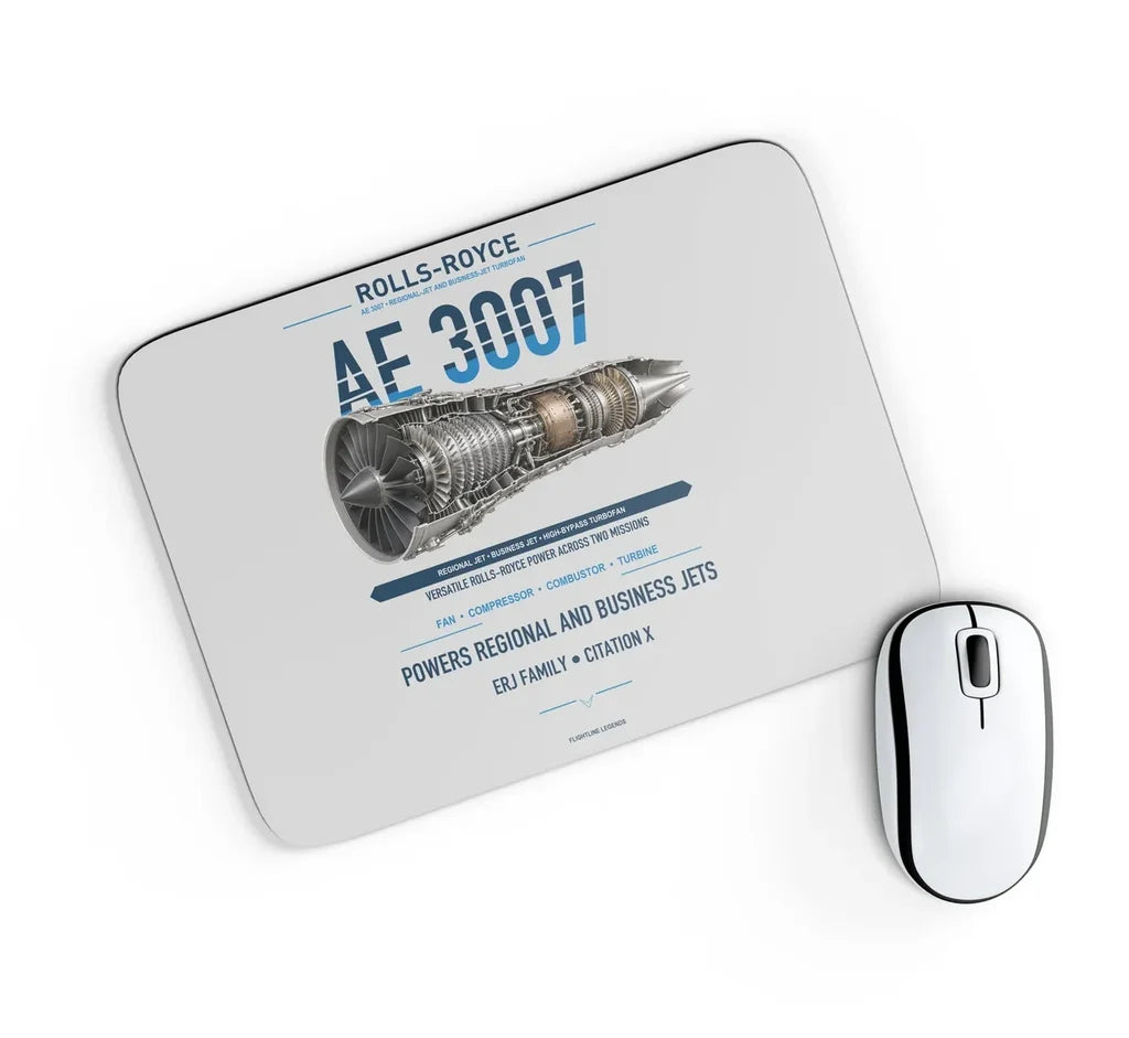 AE 3007 design on light gray rectangle mouse pad