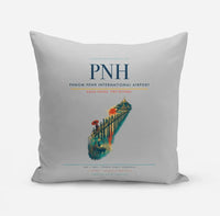 Thumbnail for Phnom Penh International Airport (PNH) design on light gray pillow
