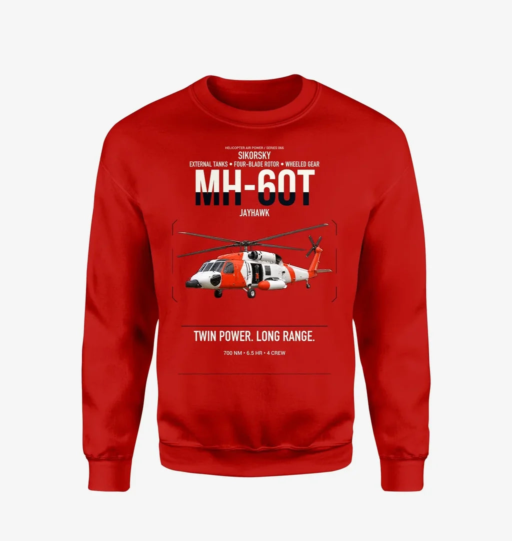 Sikorsky MH-60T Jayhawk design on red sweatshirt