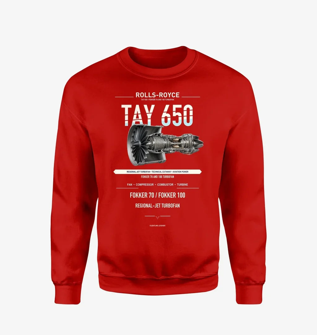 TAY 650 design on red sweatshirt