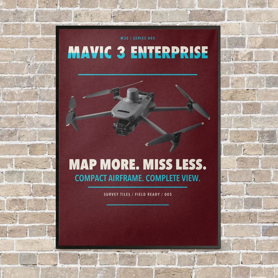 DJI Mavic 3 Enterprise vertical canvas print - framed - dark red background