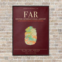 Thumbnail for Hector International Airport FAR vertical canvas print - framed - dark red background